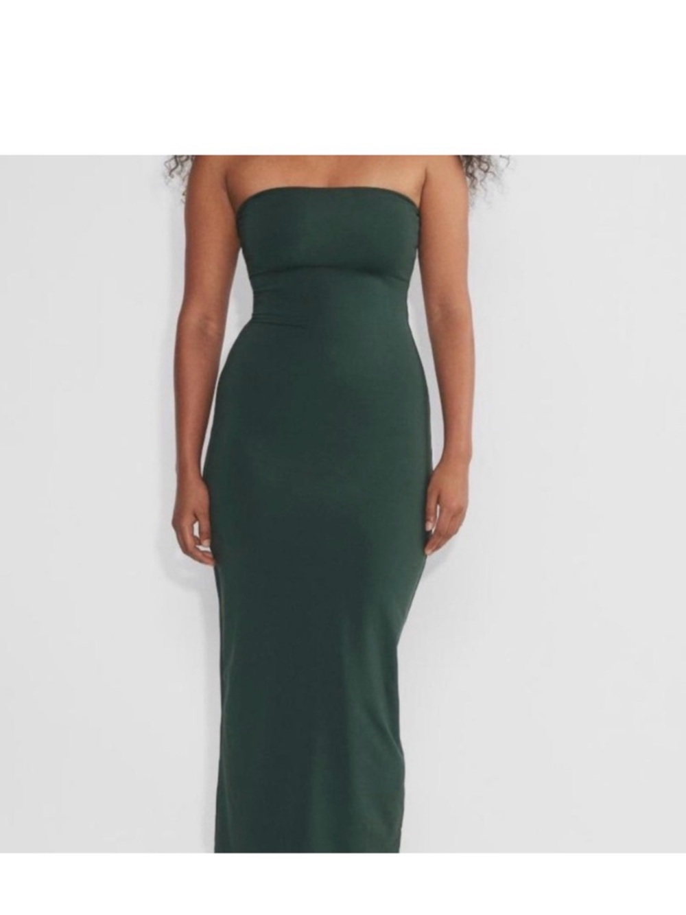 Aritzia Strapless Fitted Maxi Dress in Forest Green